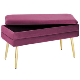 Beliani Upholstered Storage Bench Durham Velvet Burgundy - thumbnail 5