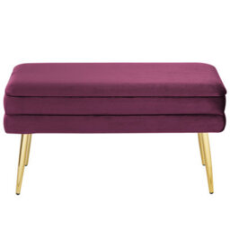 Beliani Upholstered Storage Bench Durham Velvet Burgundy - thumbnail 4