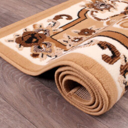 Beige Traditional Floral Bordered Rug Easy To Clean Dining Room-120Cm (Circle) - thumbnail 3