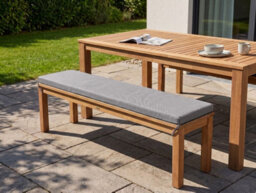 Beliani Garden Bench With Cushion Monsano 170 Cm Eucalyptus Wood Grey - thumbnail 2