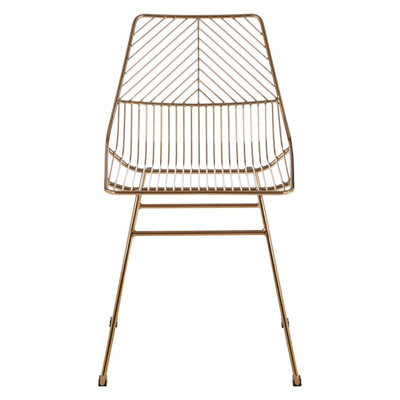 Orsina Interioirs By Premier Comfortable Small Gold Metal Wire Chair, Sturdy Metal Chair For Kitchen, Outdoor Tapered Chair For Patio - image 1