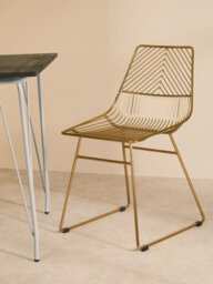Orsina Interioirs By Premier Comfortable Small Gold Metal Wire Chair, Sturdy Metal Chair For Kitchen, Outdoor Tapered Chair For Patio - thumbnail 7