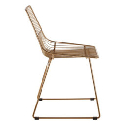 Orsina Interioirs By Premier Comfortable Small Gold Metal Wire Chair, Sturdy Metal Chair For Kitchen, Outdoor Tapered Chair For Patio - thumbnail 3