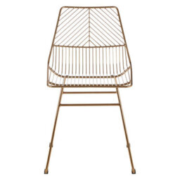 Orsina Interioirs By Premier Comfortable Small Gold Metal Wire Chair, Sturdy Metal Chair For Kitchen, Outdoor Tapered Chair For Patio - thumbnail 1