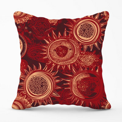 Warren Reed Designer Abstract Red Moon And Sun Cushions 45Cm X 45Cm - image 1