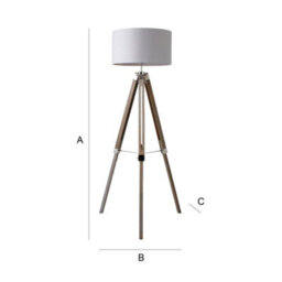 Valuelights Clipper Modern Light Wood And Chrome Tripod Floor Lamp With Cool Grey Drum Shade - thumbnail 9