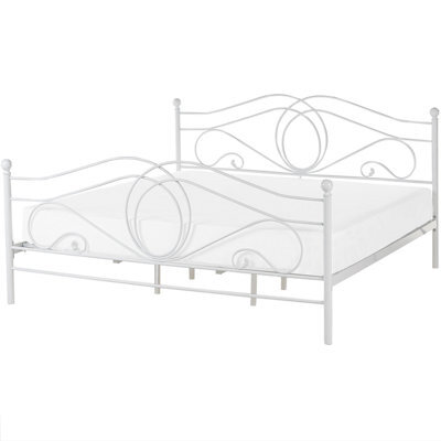Beliani Bed Metal Lyra 180 X 200 Cm (Eu Super King) White - image 1
