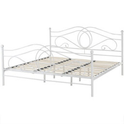 Beliani Bed Metal Lyra 180 X 200 Cm (Eu Super King) White - thumbnail 5