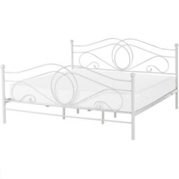 Beliani Bed Metal Lyra 180 X 200 Cm (Eu Super King) White - thumbnail 1