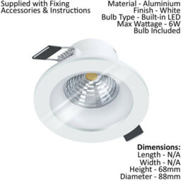 2 Pack White Led Recessed Downlight For Walls And Ceilings - 6W Modern Spotlight - thumbnail 2