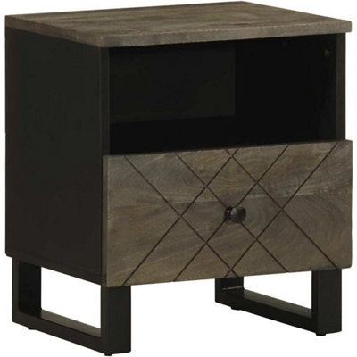 Bedside Cabinet Table Solid Mango Wood Bedroom Drawers Shelving - image 1