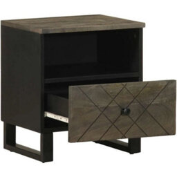 Bedside Cabinet Table Solid Mango Wood Bedroom Drawers Shelving - thumbnail 3