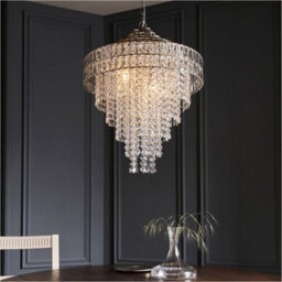 Loops Multi Arm Hanging Ceiling Pendant Light - Bright Nickel Plate & Clear Crystal Glass Shade - 7 X 6W Led E14 - thumbnail 4
