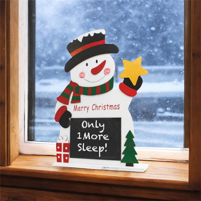 My Smart Buy Wooden Snowman Chalkboard - Writable Blackboard Surface, Festive Red & Green Christmas Decoration - image 1