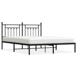 Berkfield Metal Bed Frame With Headboard Black 183X213 Cm - thumbnail 2