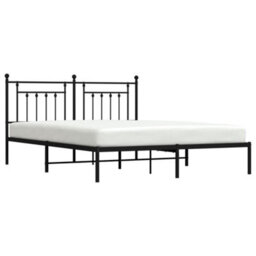 Berkfield Metal Bed Frame With Headboard Black 183X213 Cm - thumbnail 4