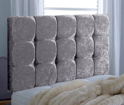 "Slumbre Cube Crushed Velvet 4Ft Small Double 20"" Headboard - Grey"