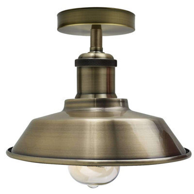 Ledsone Vintage Industrial Ceiling Light Green Brass Metal Semi Flush Mount For Kitchen & Porch - image 1
