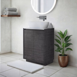 Plum&clay Matterhorn Dark Oak Floor Standing Bathroom Vanity Unit With White Countertop (W)600mm (H)850mm
