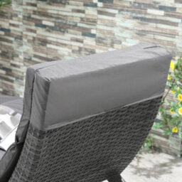 Outsunny Garden Rattan Sun Lounger Foldable Patio Chaise Chair Grey - thumbnail 7