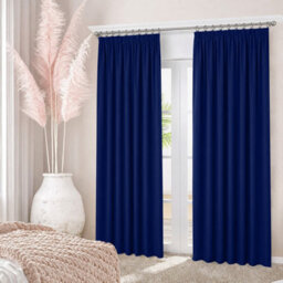 Oxford Homeware Plain Navy 230Gsm Blackout Curtain Thermal Insulated Pencil Pleat For Living Room Curtain Pair (W)168Cmx(L)228Cm - thumbnail 7