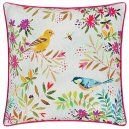 Evans Lichfield Daisy Hill Willow Birds Printed Polyester Filled Cushion - thumbnail 1