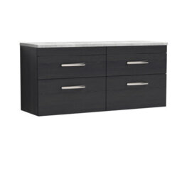 Balterley Millwich Contemporary 4 Drawer Wall Hung Vanity Unit With Laminate Black Galaxy Granite Worktop, Charcoal Black, 1200mm - thumbnail 1