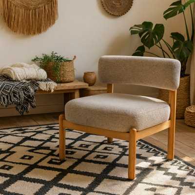 Wyld Haus Nook Cream Bouclé Lounge Chair With Oak Legs - image 1