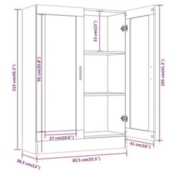 Berkfield Vitrine Cabinet Grey Sonoma 82.5X30.5X115 Cm Engineered Wood - thumbnail 8