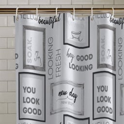 Catherine Lansfield Relax And Unwind 180X180Cm Shower Curtain Grey / Black - thumbnail 2