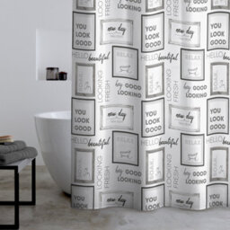 Catherine Lansfield Relax And Unwind 180X180Cm Shower Curtain Grey / Black