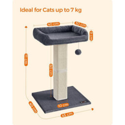 Songmics Feline Scratching Tower, Cat Scratcher With Cozy Perch, Sisal Wrapped Post With Pompom, Dark Grey - thumbnail 2