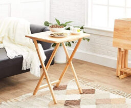 Aamen Wooden Folding Snack Table, Outdoor, Beech, Garden Table - Natural - thumbnail 3