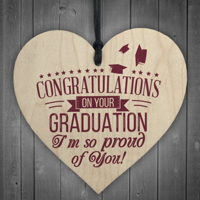 Red Ocean Graduation Congratulations Graduate College University Wooden Hanging Heart Keepsake Gift Plaque Present - image 1