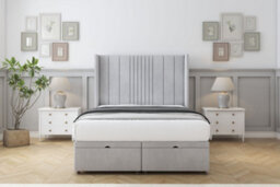 "Comfort Grace Silver Naples Ottoman Bed Base With 54"" Wingback Headboard 5' King"