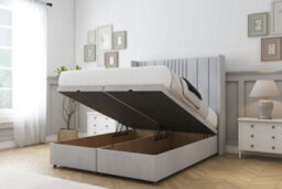 "Comfort Grace Silver Naples Ottoman Bed Base With 54"" Wingback Headboard 5' King" - thumbnail 2