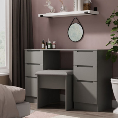 Messina Matt Dusk Grey 6 Drawer Non-Extendable Desk (H)785mm (W)1254mm (D)386mm - image 1