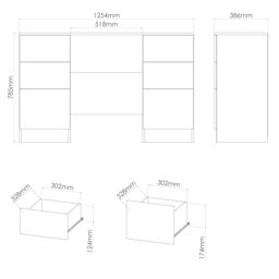 Messina Matt Dusk Grey 6 Drawer Non-Extendable Desk (H)785mm (W)1254mm (D)386mm - thumbnail 7