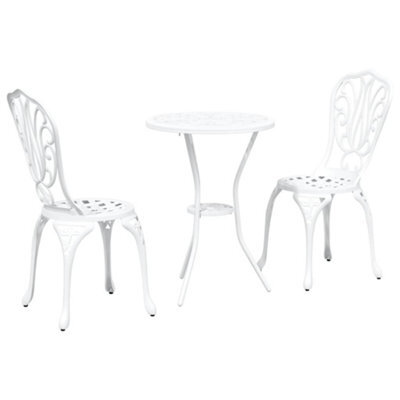 Berkfield Modern Garden Bistro Set 3 Pcs White Aluminium - image 1
