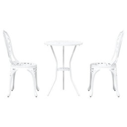 Berkfield Modern Garden Bistro Set 3 Pcs White Aluminium - thumbnail 6