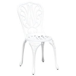 Berkfield Modern Garden Bistro Set 3 Pcs White Aluminium - thumbnail 4