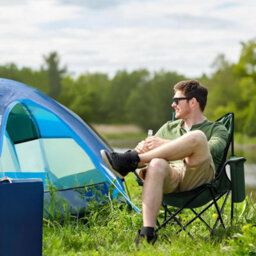 Voyager Folding Camping Chairs 2 Pack With Cooler Bag, Lightweight Q195 Steel Frame, 600D Oxford Fabric, Portable - Green - thumbnail 2