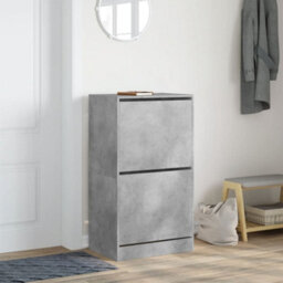 Walplus Shoe Cabinet With 2 Flip-Drawers Concrete Grey 60X42X108 Cm - thumbnail 3