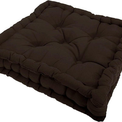 Homes & Linen Booster Seat Cushion Pad 100% Cotton Filling Thick Cushion Seat Pads Adults Chair Armchair Garden Black 45Cm X 45Cm + 10Cm Thickne