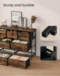 LEDREM Drawer Dresser, Chest Of Drawers, 7 Non-Woven Fabric Drawers, For Bedroom, Closet, Rustic Brown And Black - thumbnail 6