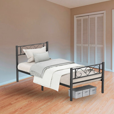 Songmics Single Bed Frame, Metal Bed Frame, For Single Mattress, Easy Assembly, For Small Spaces, Guest Room, Black - image 1