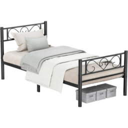 Songmics Single Bed Frame, Metal Bed Frame, For Single Mattress, Easy Assembly, For Small Spaces, Guest Room, Black - thumbnail 9