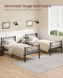 Songmics Single Bed Frame, Metal Bed Frame, For Single Mattress, Easy Assembly, For Small Spaces, Guest Room, Black - thumbnail 8