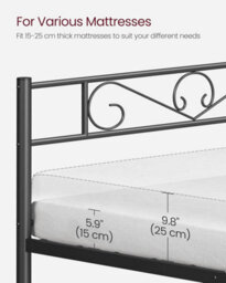 Songmics Single Bed Frame, Metal Bed Frame, For Single Mattress, Easy Assembly, For Small Spaces, Guest Room, Black - thumbnail 6
