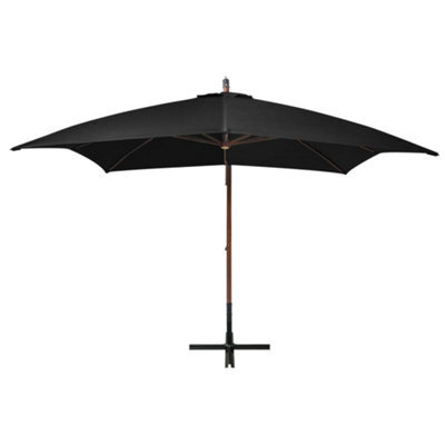 Berkfield Sturdy Hanging Parasol With Pole Black 3X3 M Solid Fir Wood - image 1